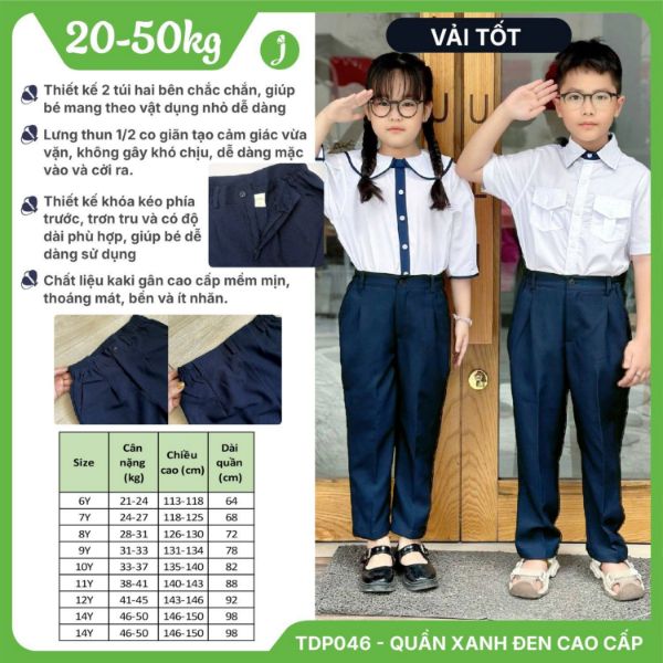 Ảnh của Quần dài kaki xanh đen cao cấp lưng thun phối dây kéo TDP046