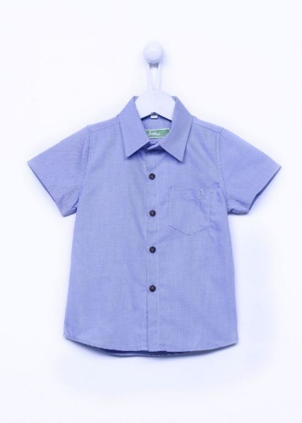 Ảnh của Chia sẻ: Áo sơmi bé trai tay ngắn cotton xanh biển đậm - AST117