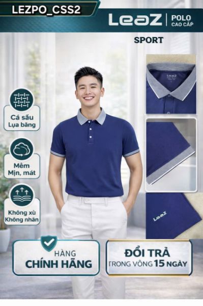 Ảnh của Áo thun polo Leaz cá sấu cotton dáng Slim Fit LEZPO_CSS2