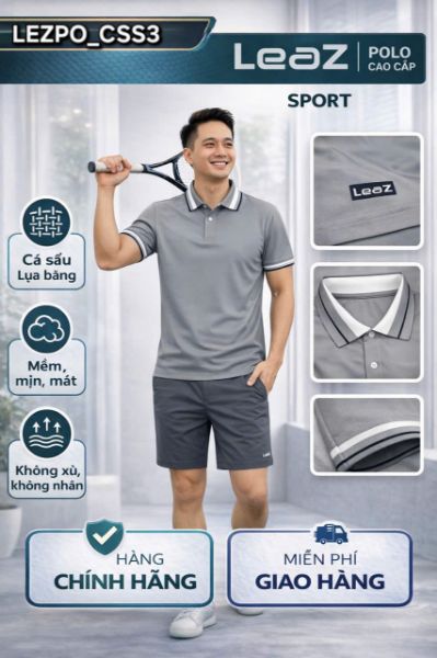 Ảnh của Áo thun polo Leaz cá sấu cotton dáng Regular LEZPO_CSS3