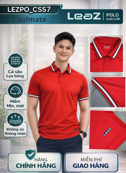 Ảnh của Áo thun polo Leaz cá sấu cotton dáng Regular LEZPO_CSS7