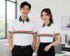 Ảnh của ÁO THUN POLO ĐỒNG PHỤC TRẮNG PHỐI SỌC XANH LÁ - ĐỎ NĂNG ĐỘNG